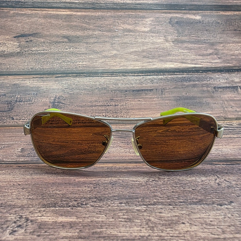 Coach HC 7012 L038 Caroline Aviator Sunglass Gold Tortoise Lime Green 56-14-130